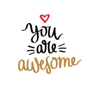 Quote You're awesome. Fashionable calligraphy. Vector illustration on white background. Motivation and inspiration. Elements for design.